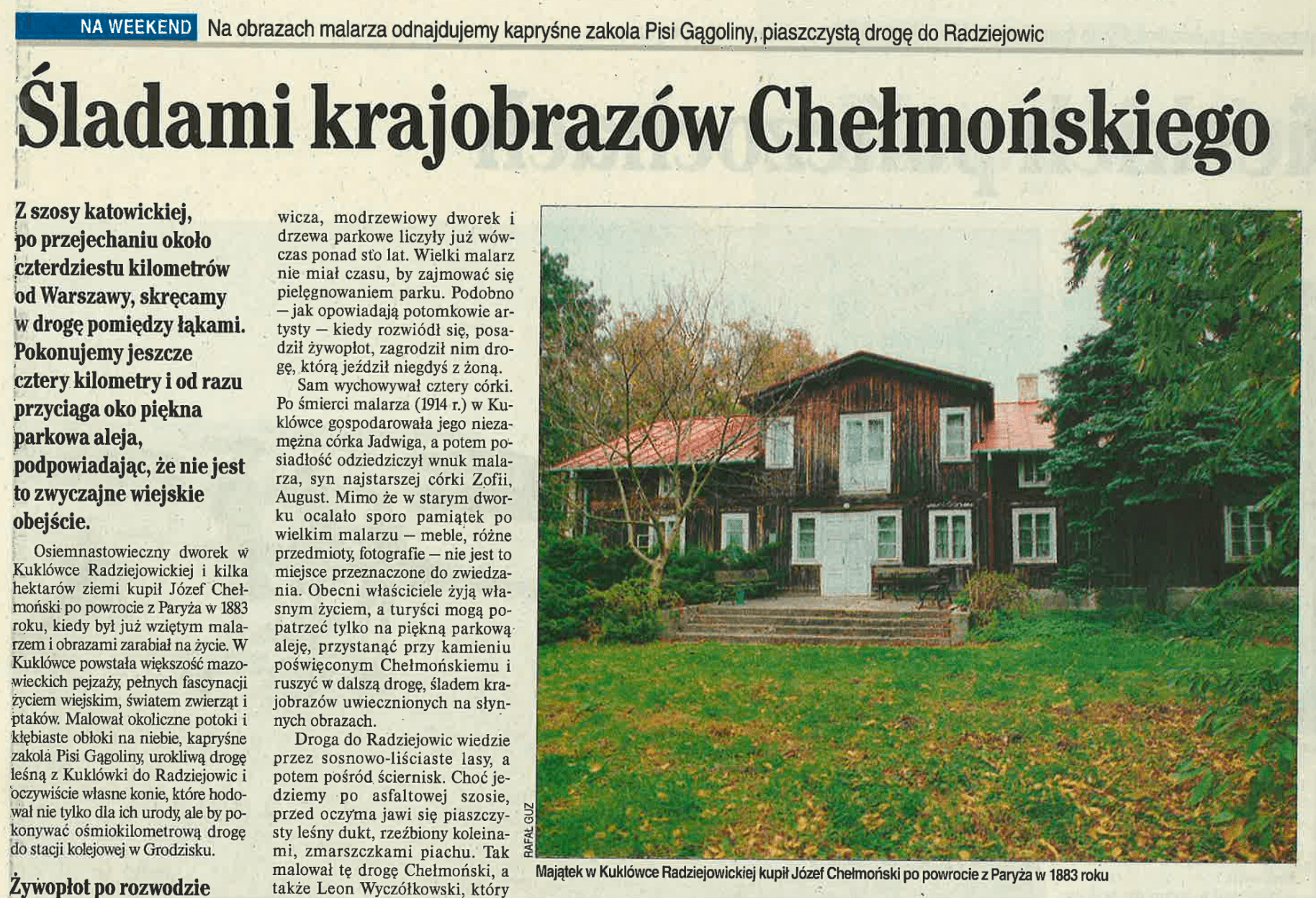 Śladami krajobrazów Chełmońskiego (Rzeczpospolita, Nr 240/2000, 13.10.2000 r.)